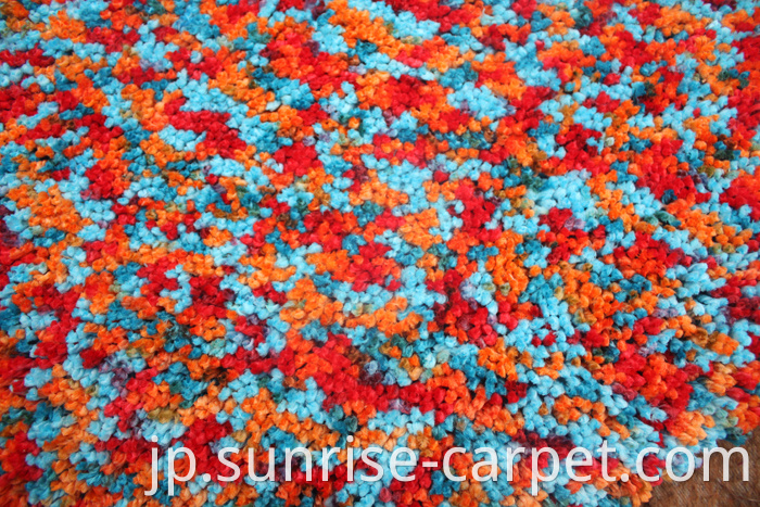 Polyester Rugs with spac dyed yarn blue and orange